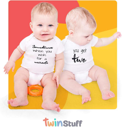 Twin Baby Onesies - Twin Boy Girl Baby Outfits Matching. Set of Onesies