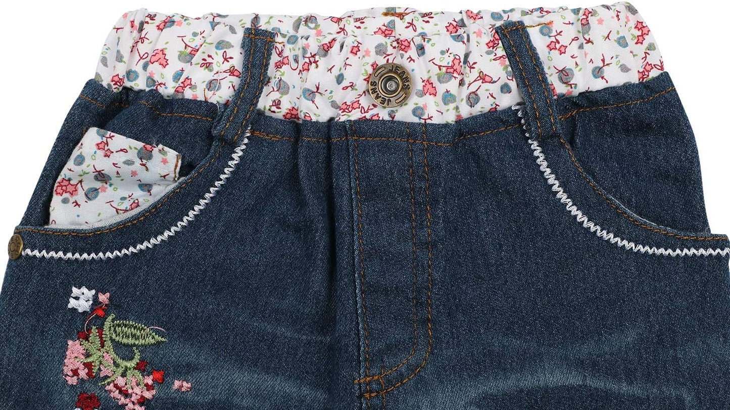 Baby Girl Long Sleeve Floral Top+Jean Pants Outfit Set