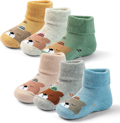 Baby Non Slip Socks Baby Boys Winter Warm Socks with Grips for Baby Girls Thick Terry Socks