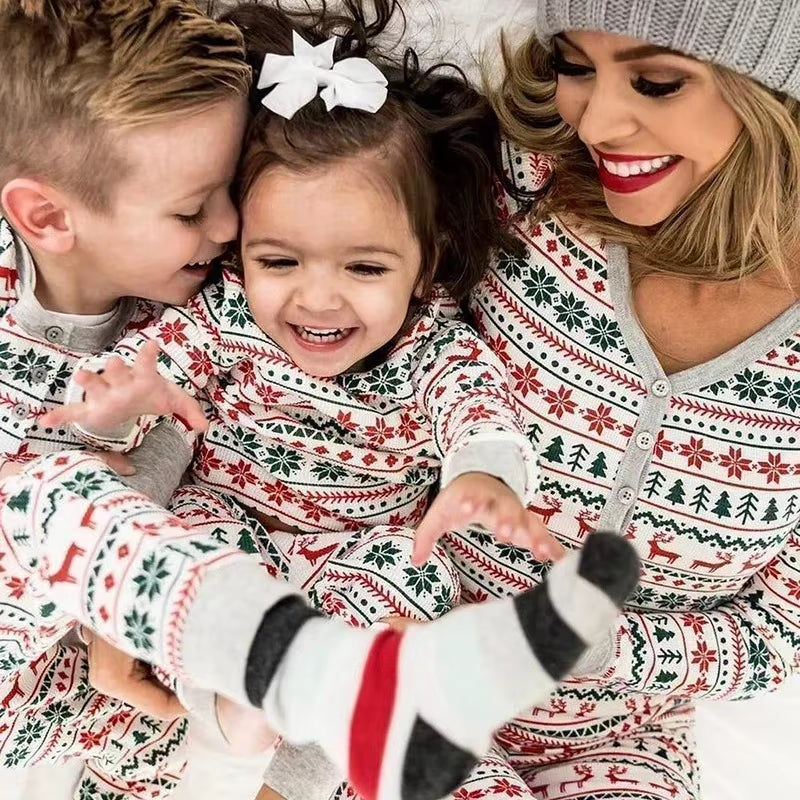 2023 Christmas Moose Family Matching Pajamas Set New Year'S Clothes Adults Kids Sleepwear Baby Rompers Soft Loose Xmas Outfits